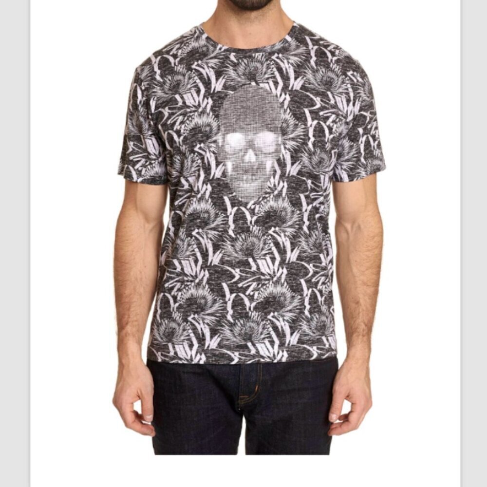 Robert Graham Men's Empire Skull Graphic T-Shirt Size M Cotton Designer Luxury